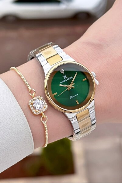 Daniel Klein Kadranı Yeşil Kordonu Gold Gri Renk Ayarlanabilir Kordonlu 30 mm...
