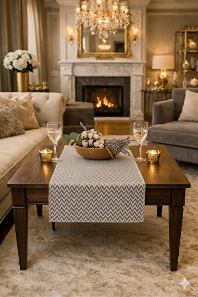 Rona Home Smoked Zigzag Patterned Decorative Runner - High-Quality Fabric, St...