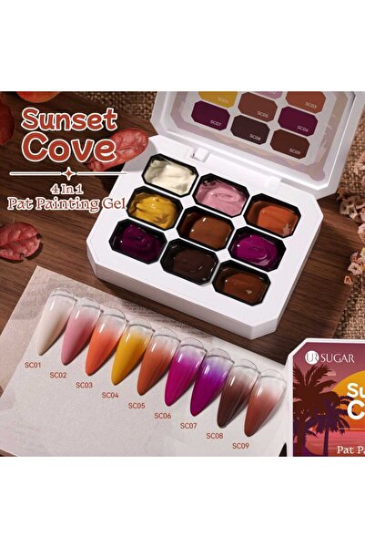 Born Pretty UR Sugar Sunset Cove 4 in 1 Pat Painting Gel Palet (9Renk)