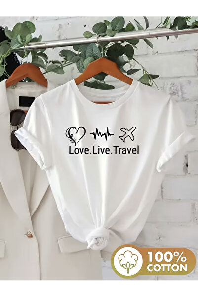 EYMORA Love Travel Pure Printed Short Sleeve T-Shirt