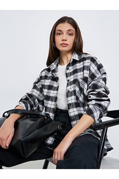 Styli Women Oversize Checkered Shirt with Pockets
