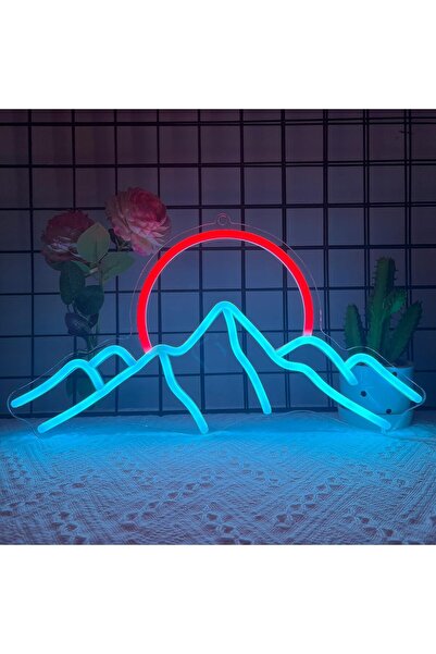 Slasa Mountain Sunrise Sunset LED Neon Sign 22 x 41 cm Wall Light for Room Décor