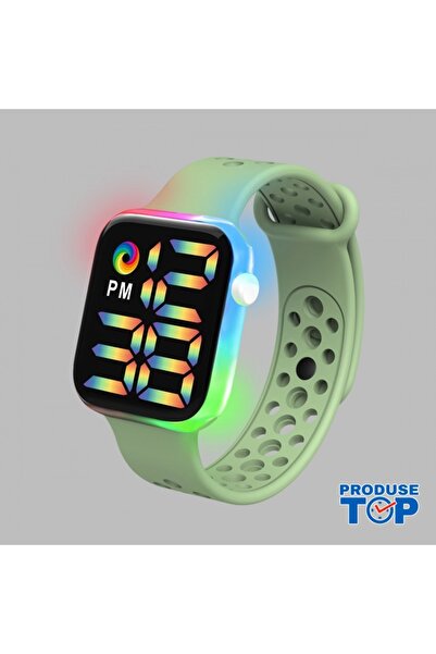 QUARTZ Digital Watch with Lights Square Dial and Adjustable Silicone Strap CD...