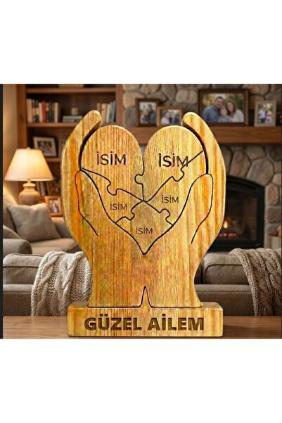 Kişiye Özel Ahşap Kalpler Elimde Puzzle Beşli