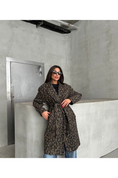 VENUS BOUTİQUE Leopar desenli kaşe kaban