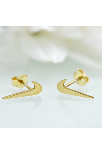 OEM Nike symbol screw earrings – 925 silver with gold plating