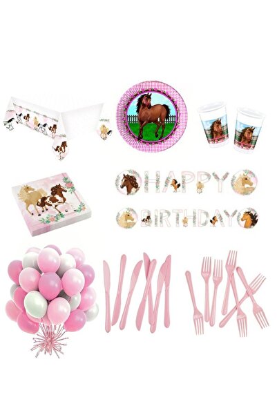 PARTİ SEPETİ Güzel Atlar Temalı Parti Seti 8 Kişilik