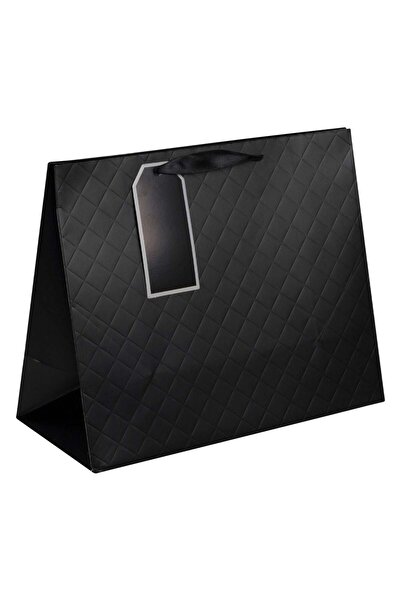 OEM Sacosa din Hartie pentru Cadou Neagra Croco 32x14x26.5cm