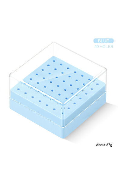 Choice علبة تخزين شفافة زرقاء بـ 49 ثقبًا و48 ثقبًا لريش مثقاب الأظافر، علبة ...