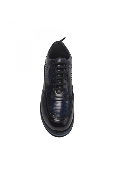 Evanto Shoes Sneakers din piele pentru bărbați Scaled Deep Dark Blue Sneakers