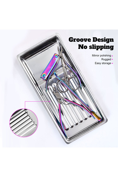 Venalisa Küvet Sterilizasyon Tepsisi Tırnak Freze Uç Pens Pusher Çelik Tepsi