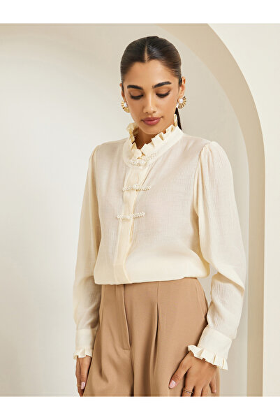 Styli Women Beige Long Sleeve Shirt