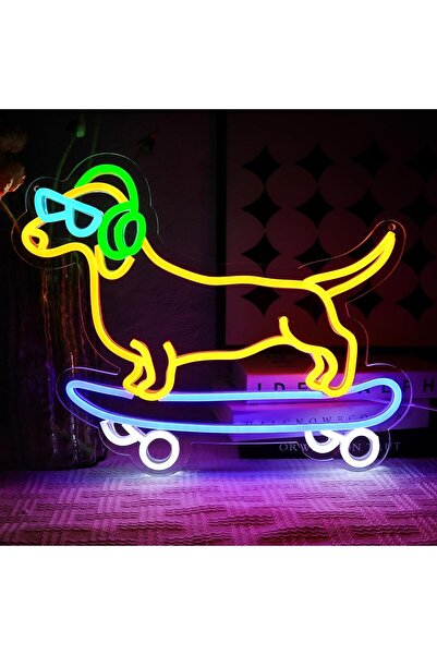 Slasa Skateboard Dog LED Neon Sign 32x39 cm Wall Light for Bedroom & Bar