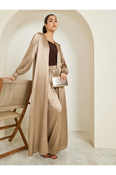 Styli Regular Fit Satin Maxi Kimono