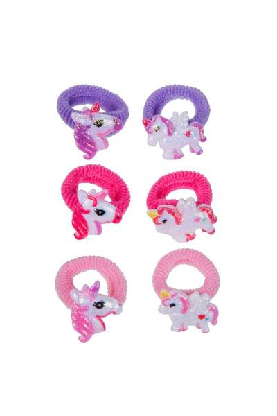 OEM Elastice Par Frotte Roz Fucsia Mov Unicorn pentru Copii - 6buc