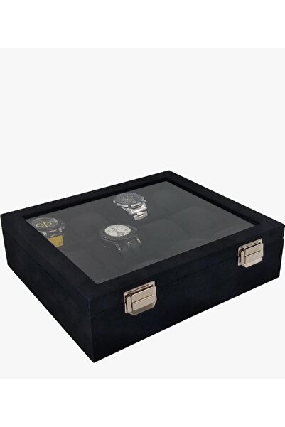 MRBR KOLEKSİYON Saat Kutusu 12'li Alcantara Siyah Tasarım