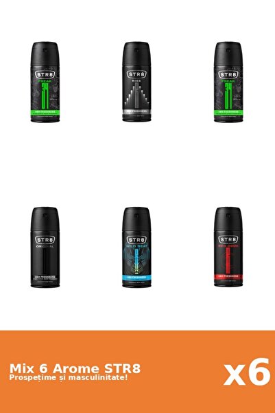 str8 Set 6 Mix STR8: 2x FR34K, 1x Original, 1x Red Code, 1x Rise, 1x Wild Beat