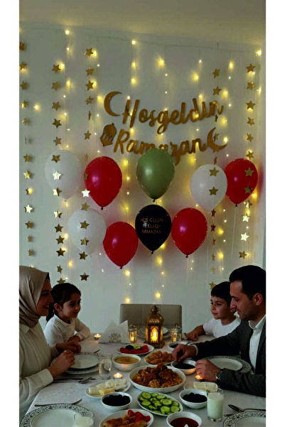 DT Dekor Treni Hoşgeldin Ramazan Gold Yazılı Gün ışıklı peri ledli jüt ipli, ...