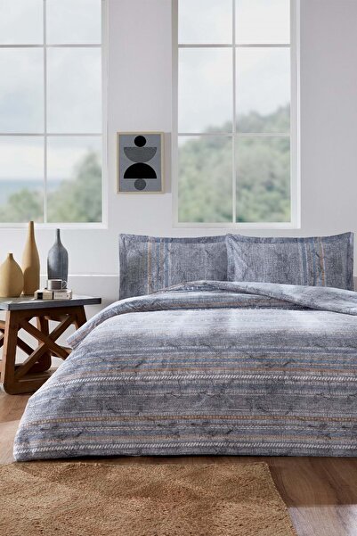 Özdilek Ranforce -Colorado Mavi- Lastikli Çarşaflı Çift Kişilik Nevresim Takımı