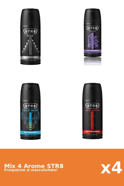 str8 Set 4 Mix STR8: 1x Game, 1x Red Code, 1x Rise, 1x Wild Beat