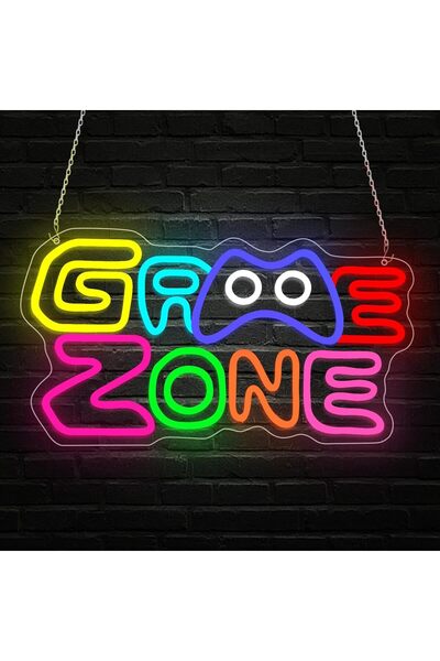 Slasa لوحة جدارية نيون لمنطقة الألعاب بقاعدة أكريليك 6 مم، 21 × 40 سم