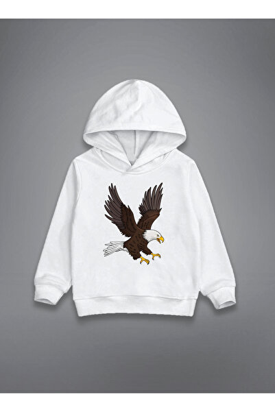 MODA كارتال مطبوع سويت شيرت أبيض للأطفال بغطاء للرأس