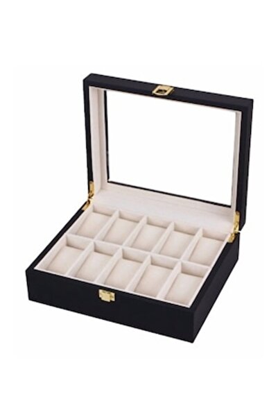 OEM Watch Storage and Organization Box, Lacquered Wood, Viewing Window, 10 Sp...