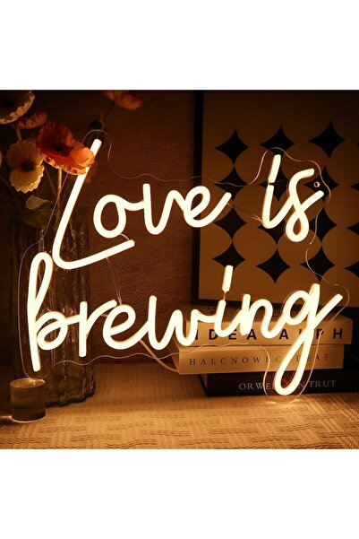 Slasa Love Is Brewing LED Neon Sign 31x40 cm Wall Light for Bedroom & Salon