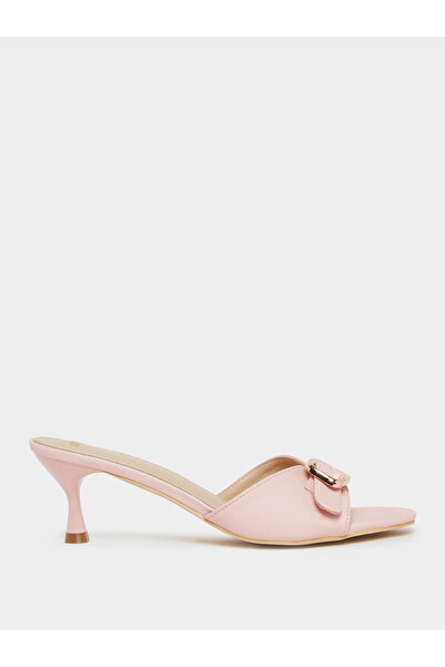 Styli Buckle Accent Mid Heel Mules