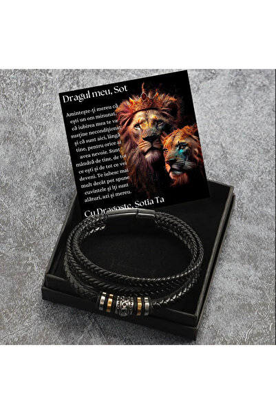 OEM Cadou Sot - bratara din piele cu mesaj de Dragoste