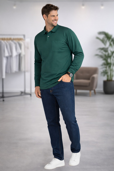 BayBayan Men's Interlock Fabric Basic Casual Shirt Collar Sweater