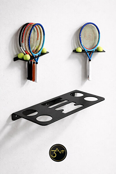 3art Metal Wall-Mounted Tennis Racket Holder - Ball Holder Sports Equipment R...