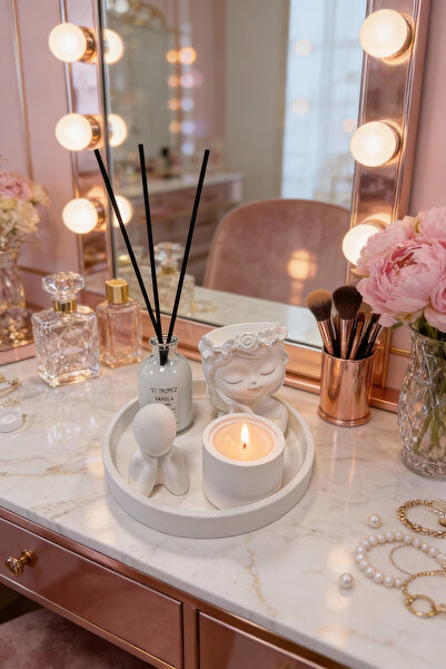 Fitruka Vanilla Ritual Dekoratif Mum & Oda Kokusu Seti – Tepsili, Vanilya Kok...