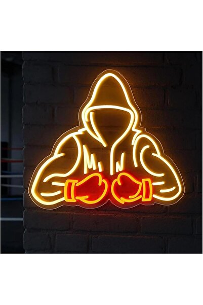 Slasa Hanging Boxing Gloves Neon Sign Wall Art with 6mm Acrylic Base 50 × 50 cm