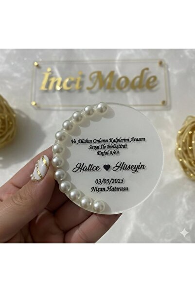 İnci Mode 10 Adet Oval İncili Magnet Kişiye Özel Dügün,Nişan,Kına,6 Ay Kınası...