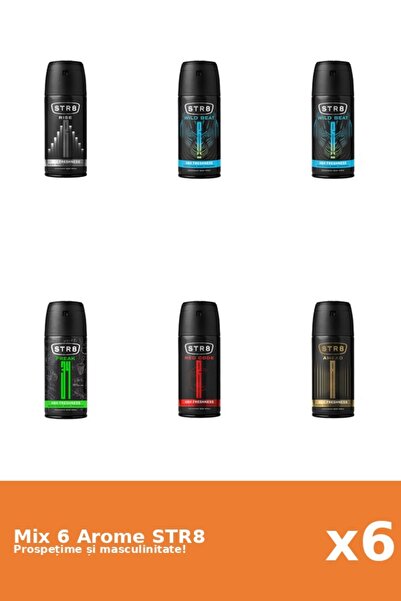 str8 Setul 6 Mix STR8: 1x Înainte, 1x FR34K, 1x Cod Roșu, 1x Rise, 2x Ritm Să...