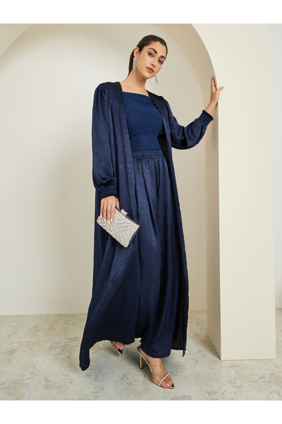Styli Regular Fit Satin Maxi Kimono