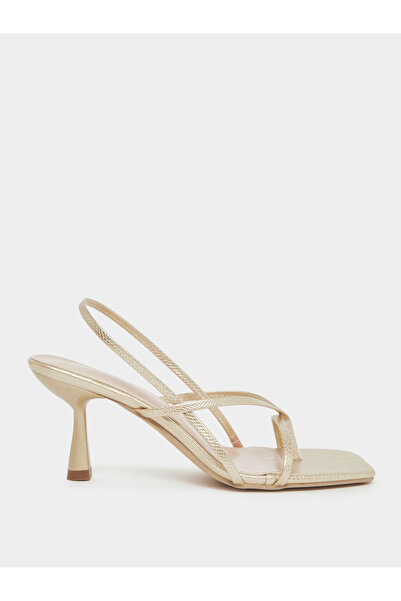 Styli Gold Strappy Kitten Heel Sandals