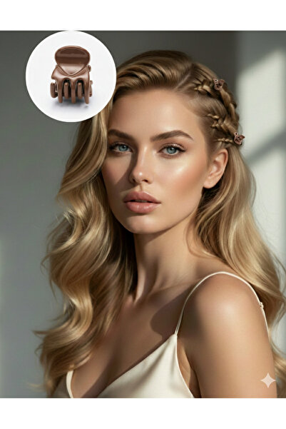 OMAC Sütlü Kahve Lastik Kancalı Toka 1 Adet | Saç Toplama ve Sabitleme Aparatı