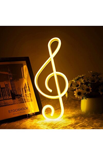 Slasa Music Notes LED Neon Sign Warm White 14 x 35 cm Wall Light for Studio &...