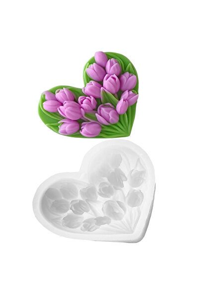 MILMATT Matrita de silicon, Milmatt, Inima cu lalele, 87 x 70 x 27 mm