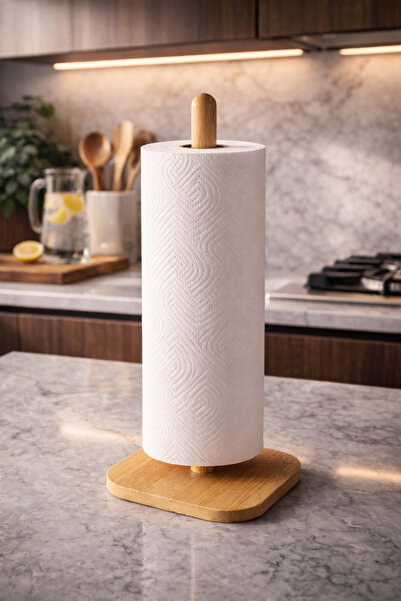 BEYZANA Bamboo Paper Towel Holder Square Base Stylish Napkin Holder