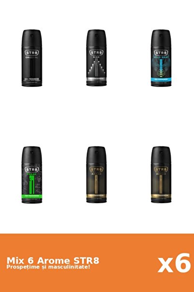 str8 Setul 6 Mix STR8: 2x Ahead, 1x FR34K, 1x Original, 1x Rise, 1x Wild Beat