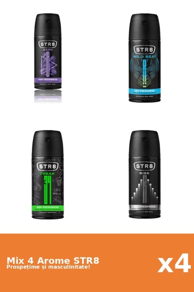 str8 Set 4 Mix STR8: 1x FR34K, 1x Game, 1x Rise, 1x Wild Beat