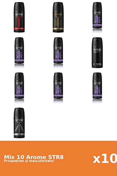 str8 Set 10 Mix STR8: 1x Înainte, 6x Joc, 1x Original, 1x Cod Roșu, 1x Ascens...