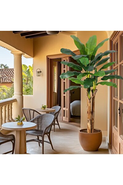 Garvee Artificial Banana Tree with Grey Planter, Faux Banana Leaf Plant for H...