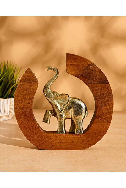 REDTAG فيل ذهبي في خاتم خشبي