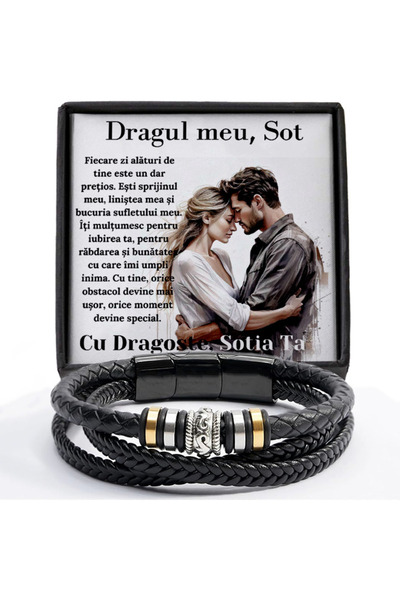 OEM Cadou Sot - bratara din piele cu mesaj de Dragostelet with Love Message