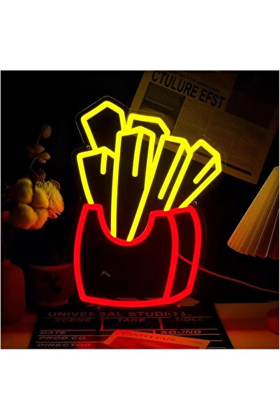 Slasa French Fry Neon Sign LED Wall Light for Fast Food Shop Decor 29 x 40 cm