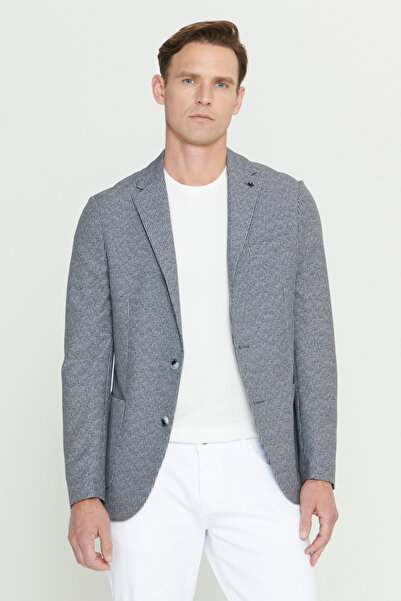 ALTINYILDIZ CLASSICS Чоловічий чорно-білий піджак з однобортним коміром з віз...